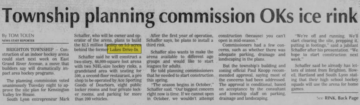 Lakes Drive-In Theatre - Apr 14 1999 Article (newer photo)